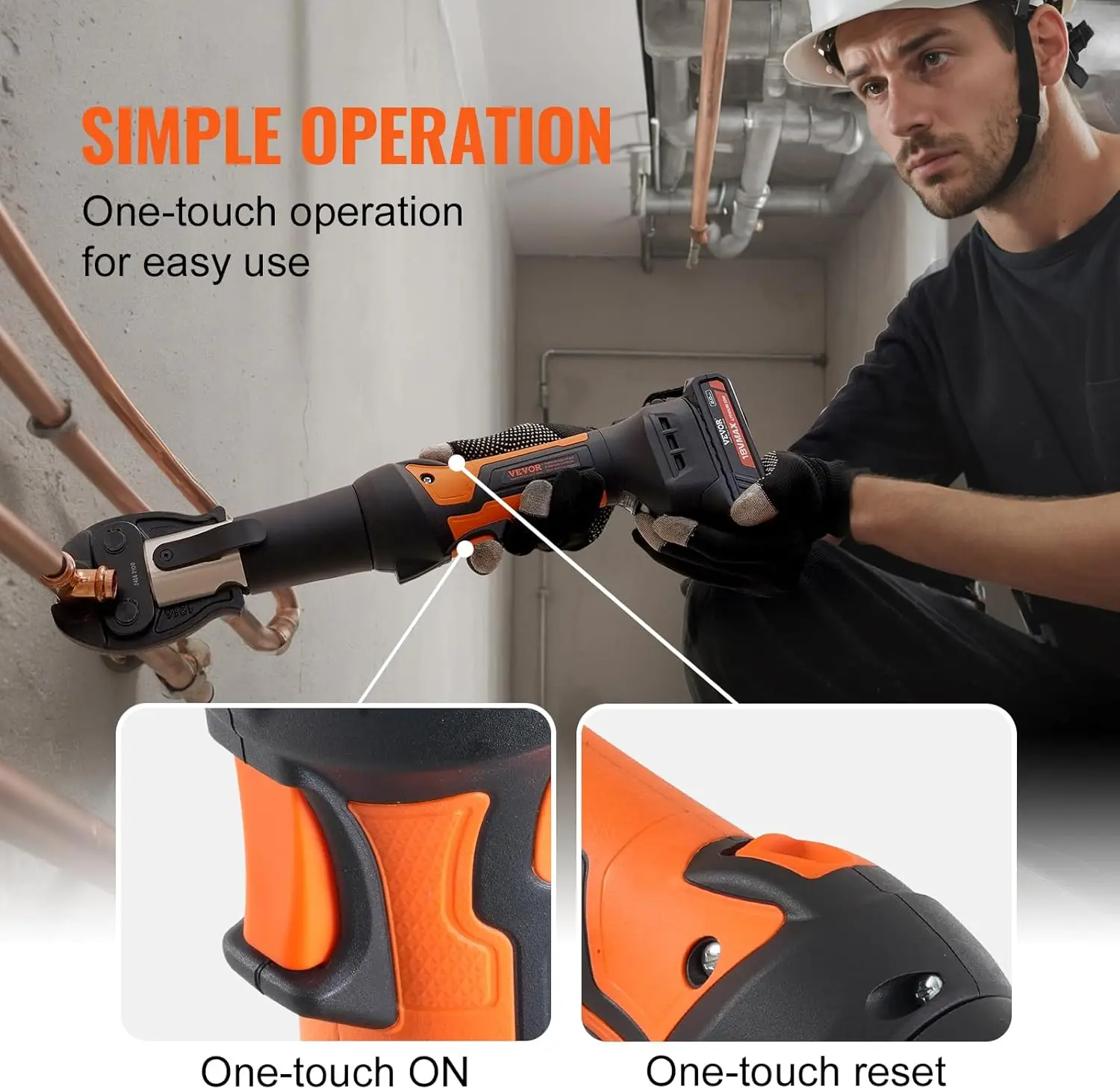 2025-hotMini ProPress Tool, 18V Electric Pipe Crimping Tool for 1/2", 3/4", 1" Copper Pipes, Press Tool Kit with 3 Pro Press Jaw