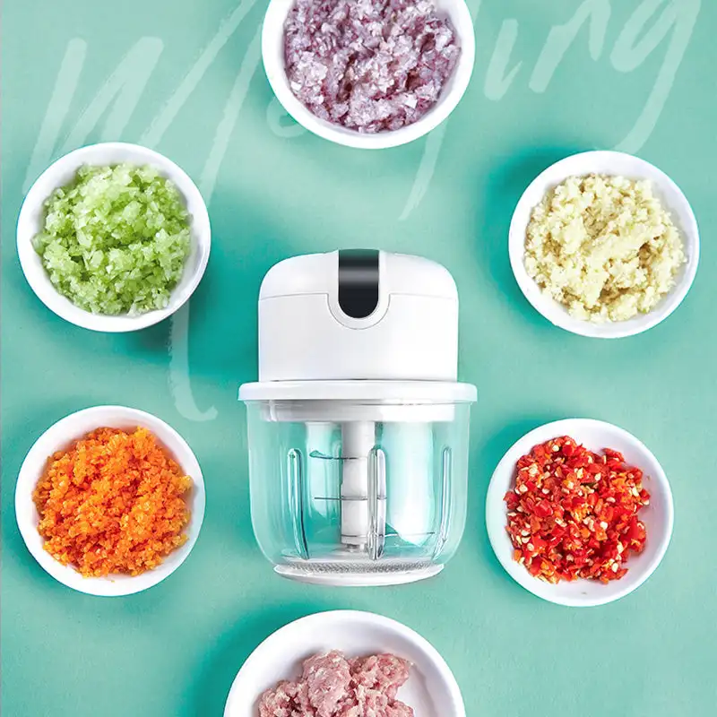 4in1 mini electric food chopper, small food processor rechargable