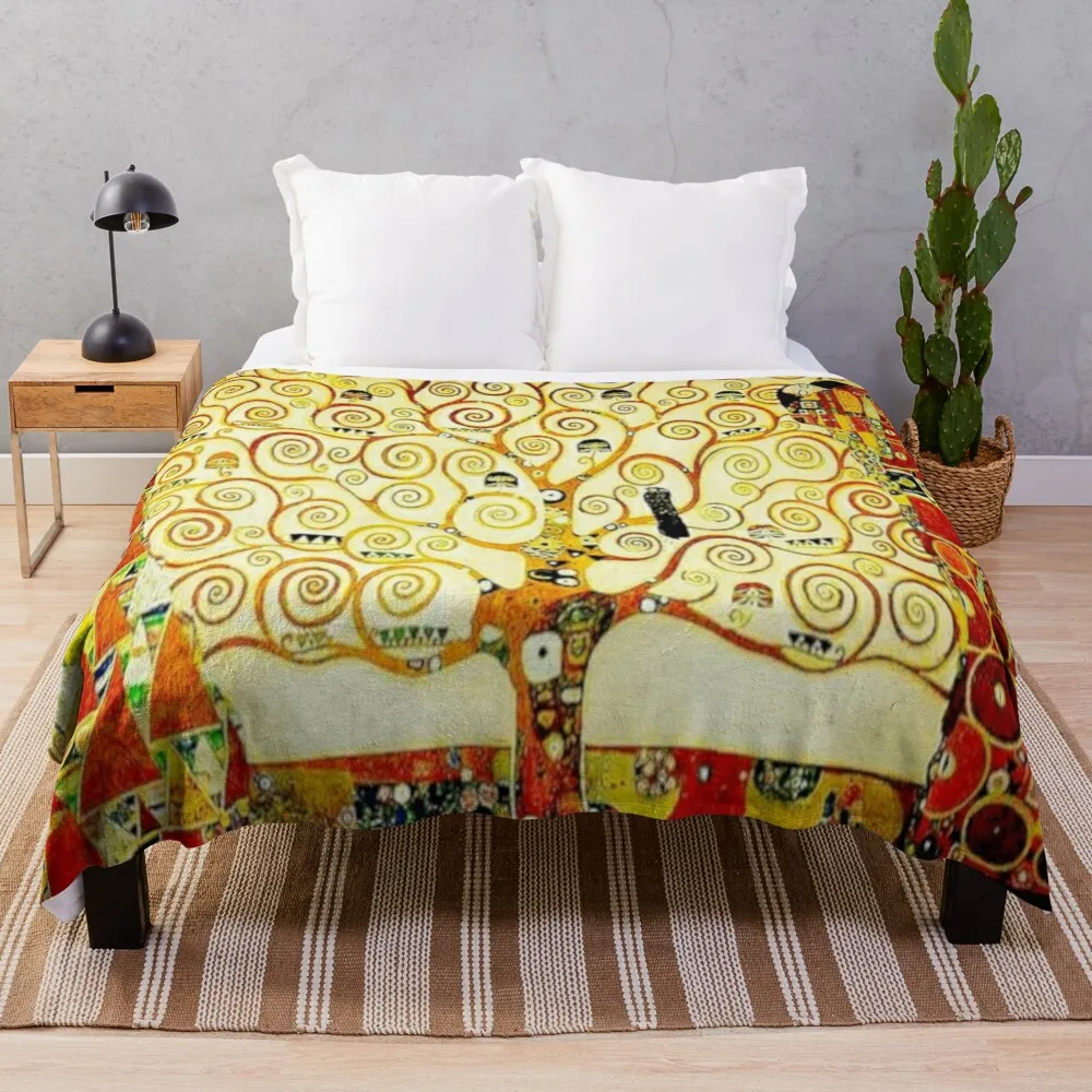 

The Tree of Life by Gustav Klimt | Art Nouveau Symbolism Throw Blanket Beach Blanket Hair Blanket