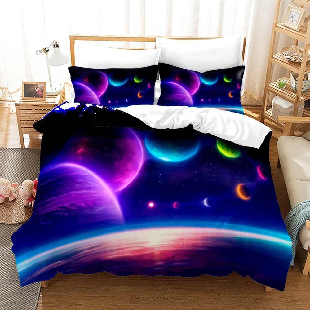 Space Galaxy Bedding Set Bedspread Single Twin Full Queen King Size Sky Milky Way Planet Bed Set Aldult Kid Duvetcover 06 3