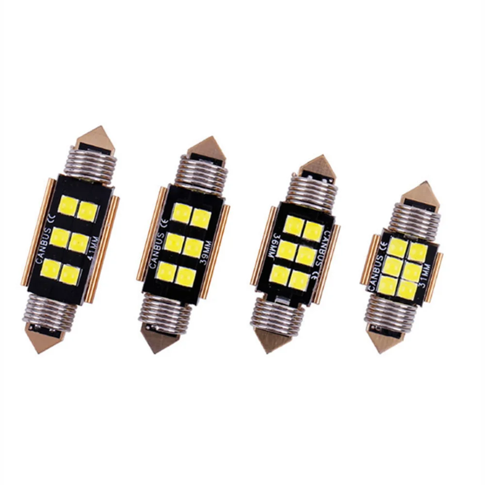 

1 шт., светодиодная лампа C5W, 12 В, 6 SMD, супер яркая белая, C10W, фотолампа 31 мм, 36 мм, 39 мм, 41 мм