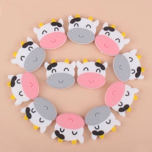 30*30mm 10pc/lot Cows Silicone Beads Baby Teething Pacifier Chains Necklace Accessories Safe Food Grade Nursing Chewing BPA Free