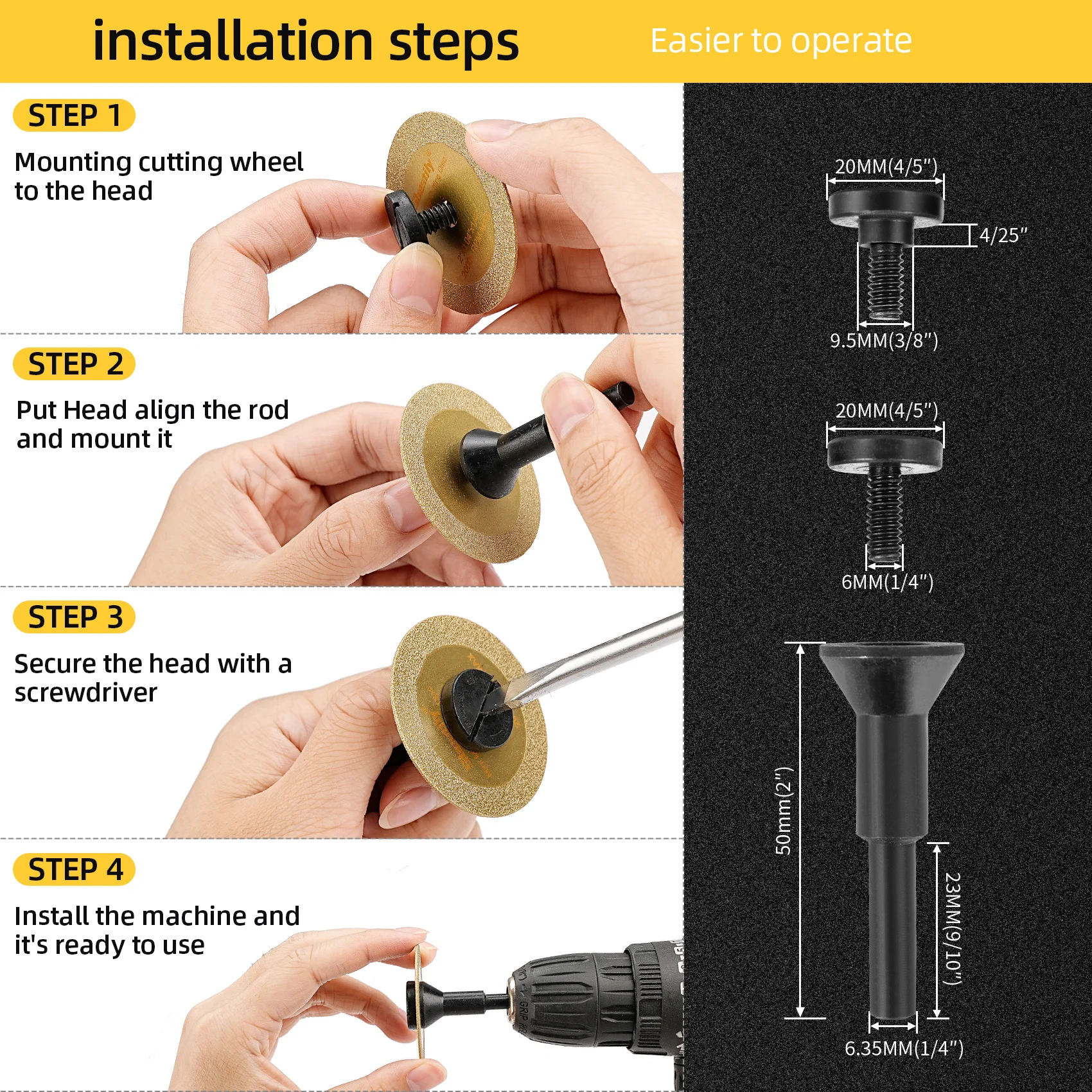 75mm Brazed Diamond Cutting Disc Mini Metal Cutting Wheel Ceramic Glass Saw Blade + Matching Mounting Mandrel For Grinde