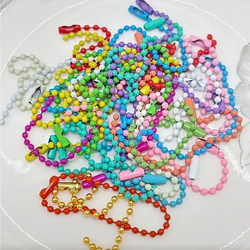DIY Ball Bead Chains 10/100pcs Sliver Colorful Key Chain Dolls Label Hand Tag Connector Jewelry Making Pendant Accessorise