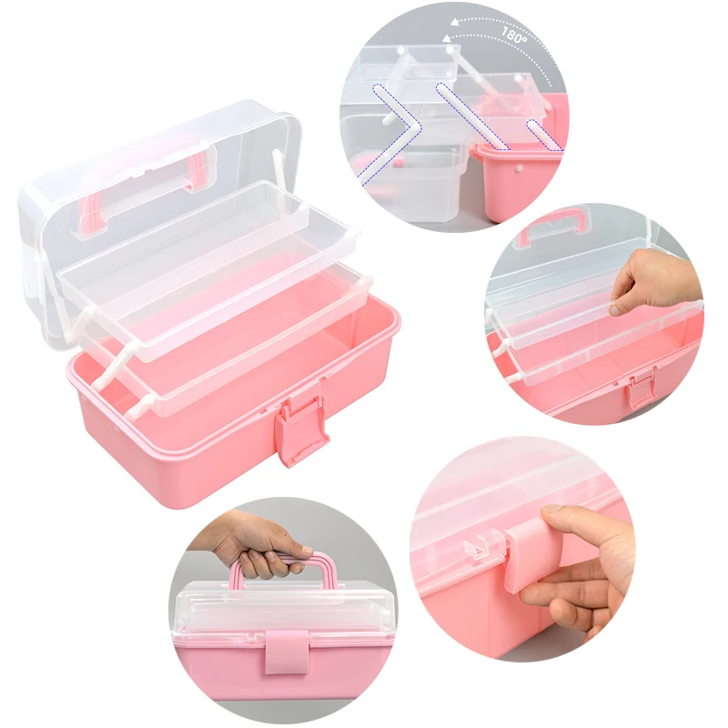 Portable Storage Box Foldable Stamp Wax Scrapbook Storage Transparent Large Hairpin Box Makeup Organizer Nail Jewelry