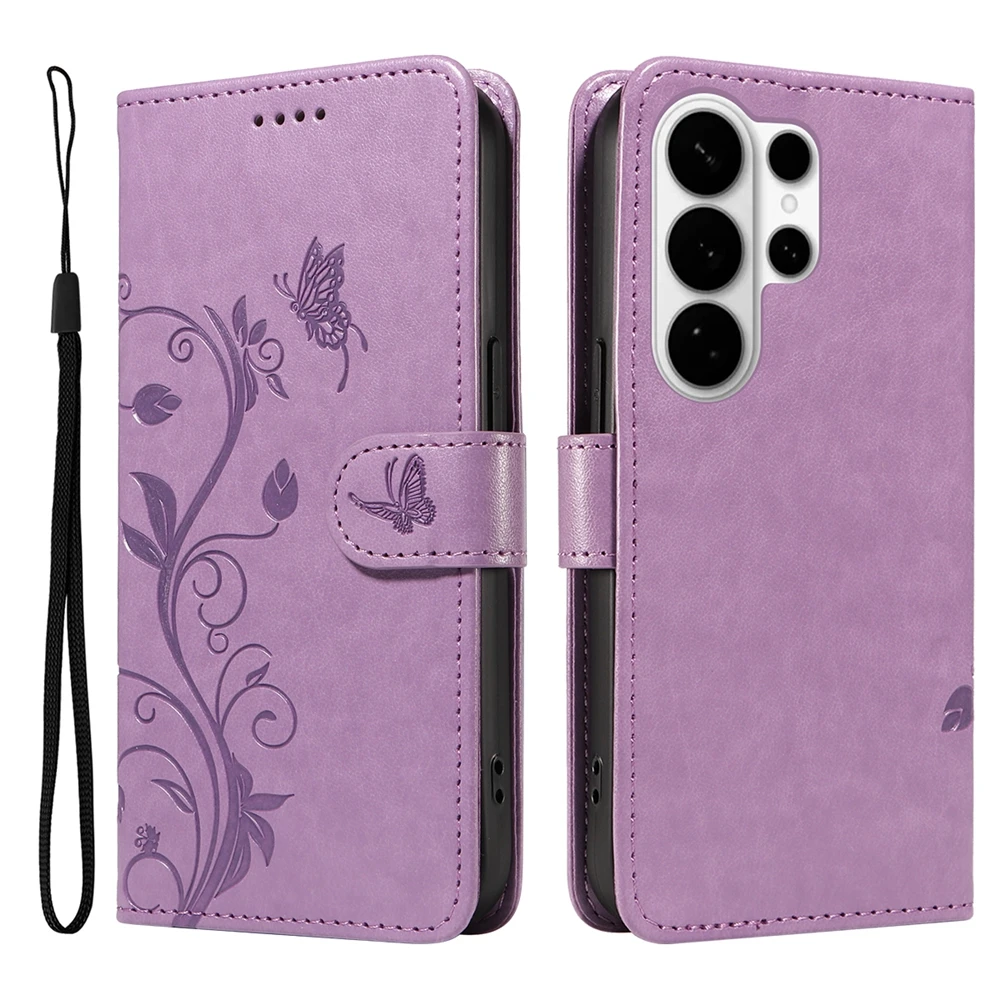 Elegant Butterfly Magnetic Leather Wallet Flip Cover - Premium Quality