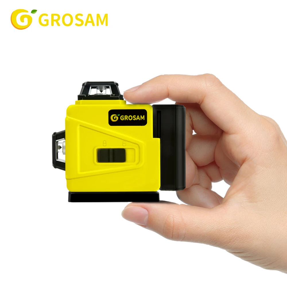 GROSAM Laser Level 12 Lines 3D Green Laser Level SelfLeveling 360 Degrees And Vertical Cross