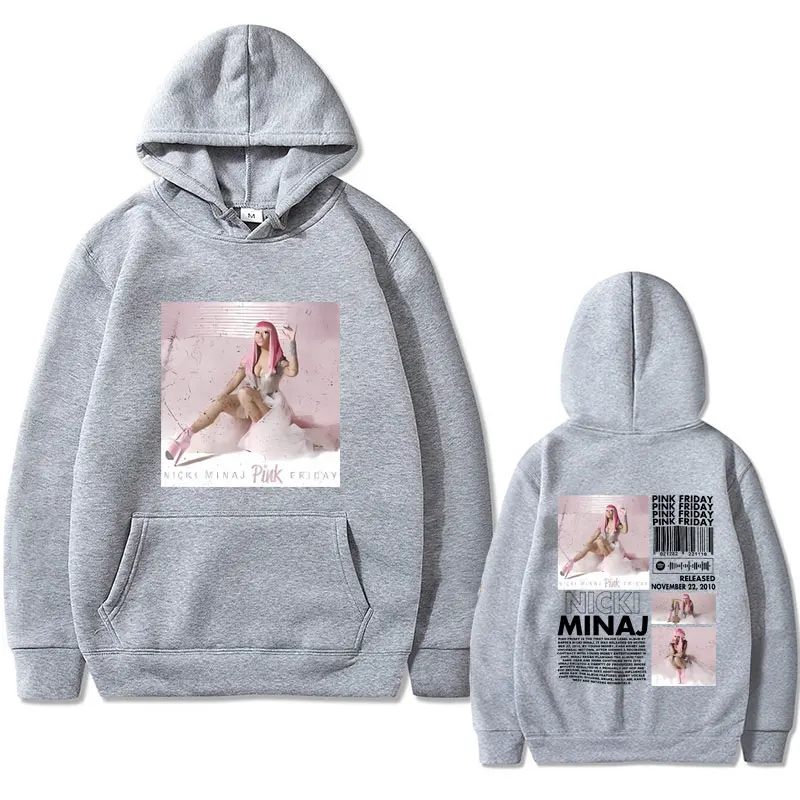 Rapper Nicki Minaj Pink Friday Album Cover Print Hoodie Men Women Hip Hop Oversized Sportswear Unisex Fleece Cotton Sweatshirt