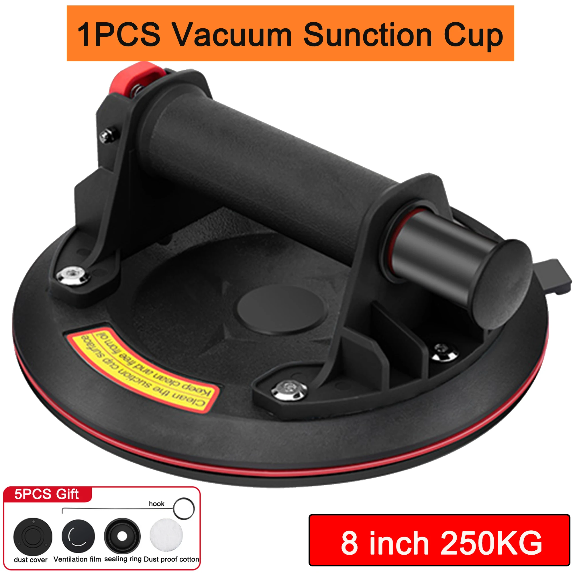 8 Inch 250KG Air Pump Vacuum Suction Cups Powerful Heavy-Duty Strong Hand Pump Sucker Lifted Magnets Handling Tools