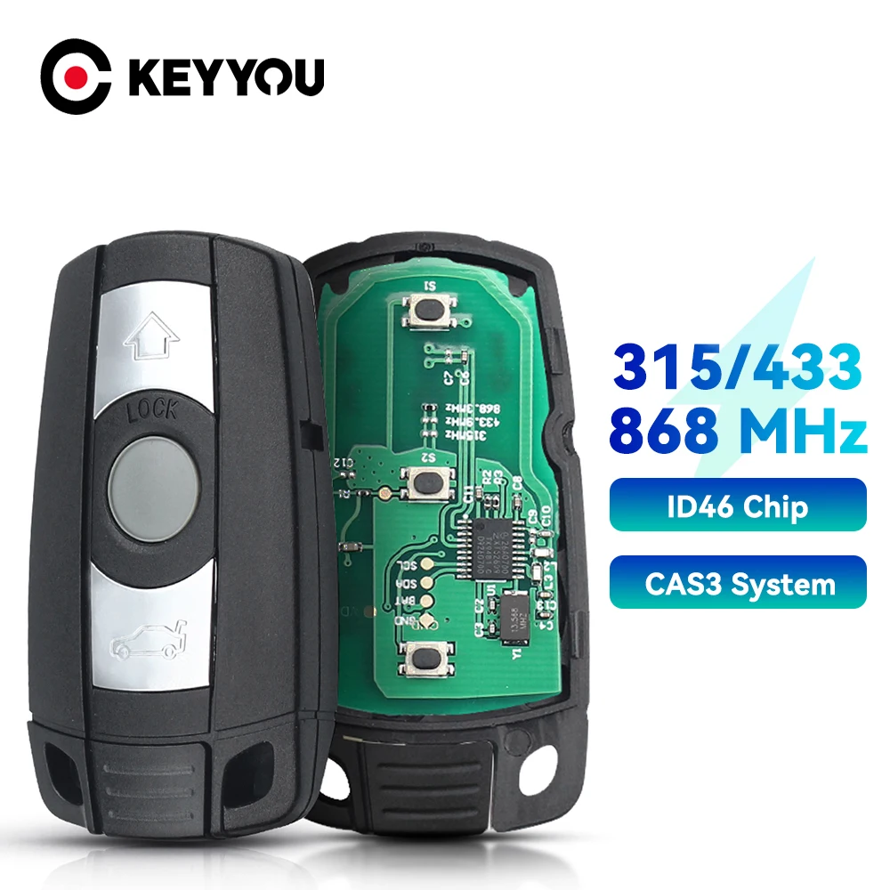 KEYYOU Mit Batterie KR55WK49123 Für BMW E60 E61 E70 E71 E72 E81 E82 E87 E88 Fob PCF7945 Chip 315 MHz/433 Mhz/868 MHz Fernbedienung Auto Schlüssel