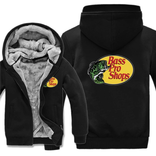 Bass Fishing Hoodies Men Coat Winter Warm Fleece Bass Fish