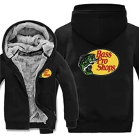 Bass Fishing Hoodies Men Coat Winter Warm Fleece Bass Fish Sweatshirts Jacket 1