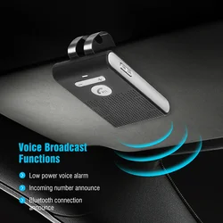 Bluetooth Speaker Handsfree Car Kit Sun Visor Clip Wireless Audio Receiver Speakerphone Loud Music Player Dual Microphone SP08