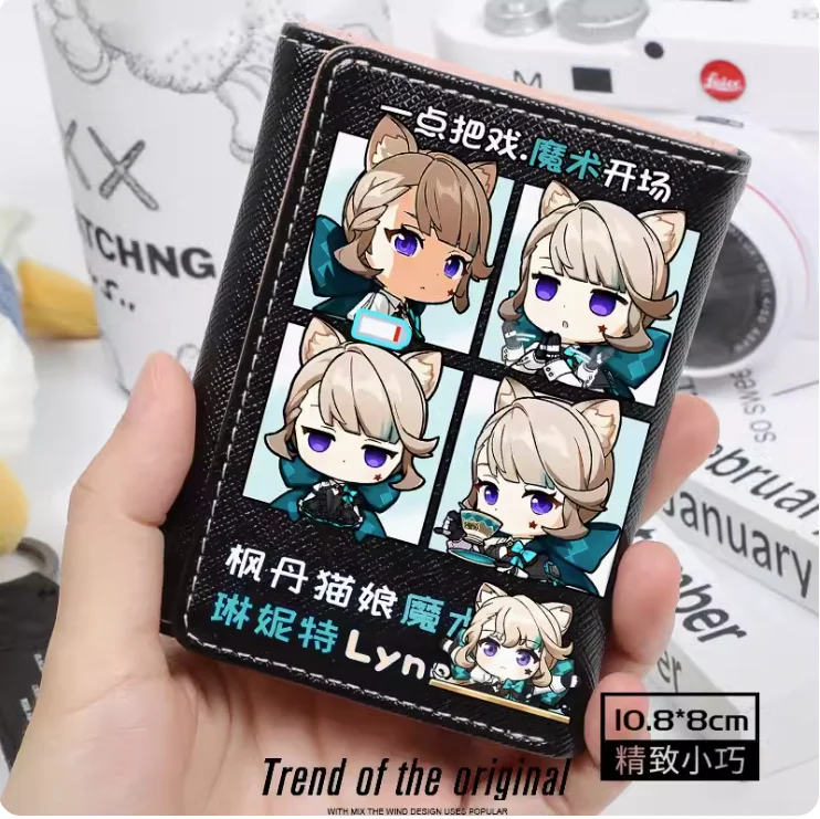 Anime Genshin Impact Lynette Fashion Wallet PU Purse Card Coin Hasp Money Bag Cosplay Gift B108