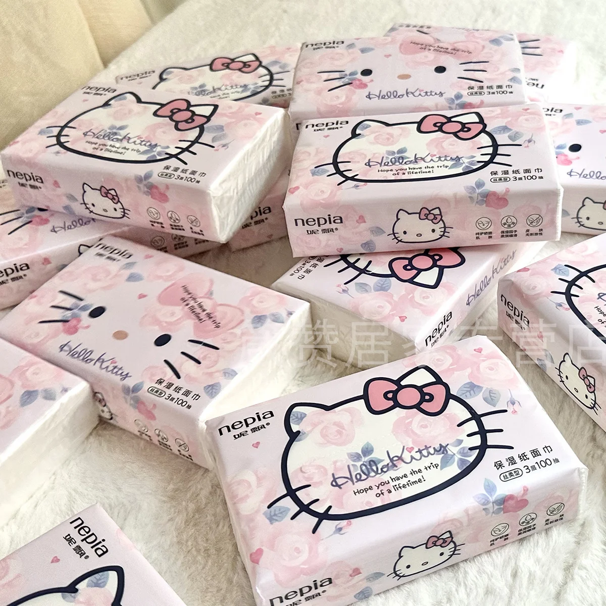 

200Pcs Anime Hello Kitty Paper Drawing Cute Anime Portable Paper Towels Household Supplies Pocket Portable Cartoon Girl Toy Gift