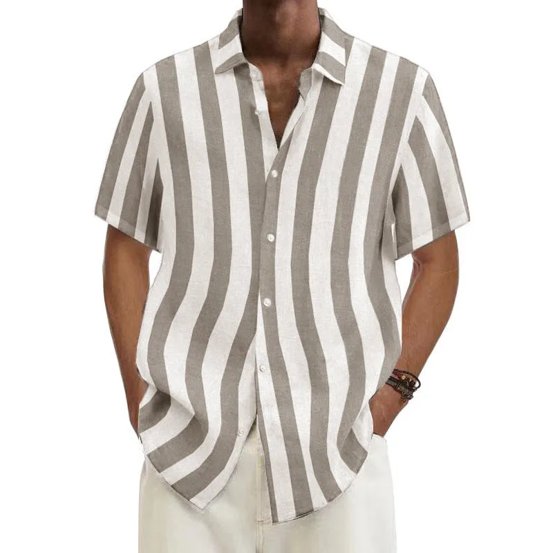 

Men's Simple Daily Striped Casual Shirt shirt Brown