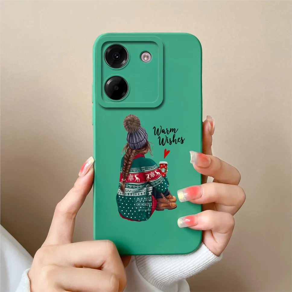 Sweet Girl Soft Liquid Silicone Protective Phone Case Cover