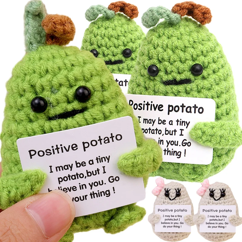 

1/2PCS Cute Positive Potatoes Hug Pocket Desktop Decor Doll Plush Knitting Wool Potatoes Home Room Creative Crafts Decoration