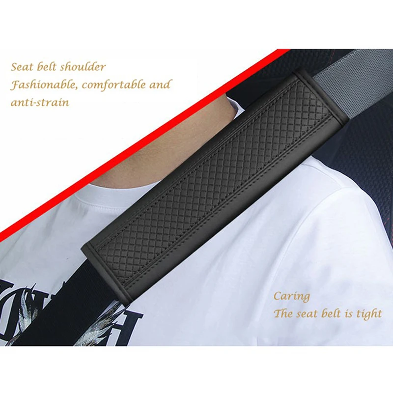 

Fibre Leather Embossed Seat Belt Shoulder Pads Interior Seat Belt Shoulder Covers Car Seat Cover Safety Belts Accessories
