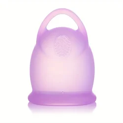 Ring-Handled Silicone Menstrual Cup - Reusable Feminine Hygiene Solution - Large (Purple)