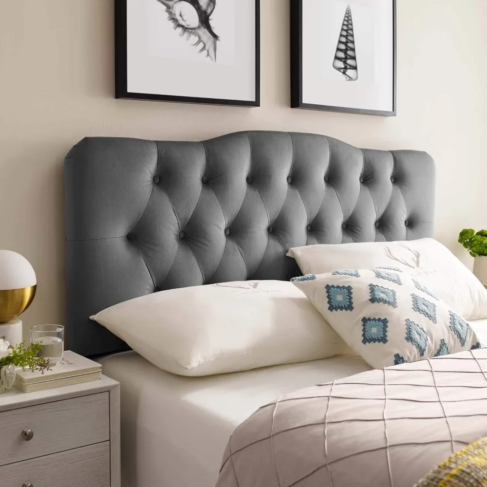 Headboard,Modern Blush Pink Velvet Tufted Headboard, Full Headboards