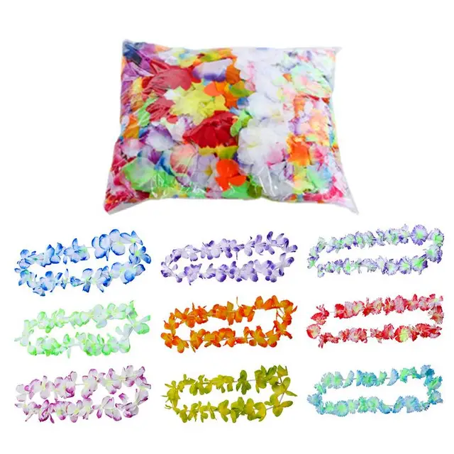 50 db Hawaii Párt Leis Virág Koszorú Nyaklánc Születésnapi Medence Party Dekorációk Kedveznek A Trópusi Luau -Nak - Image 5