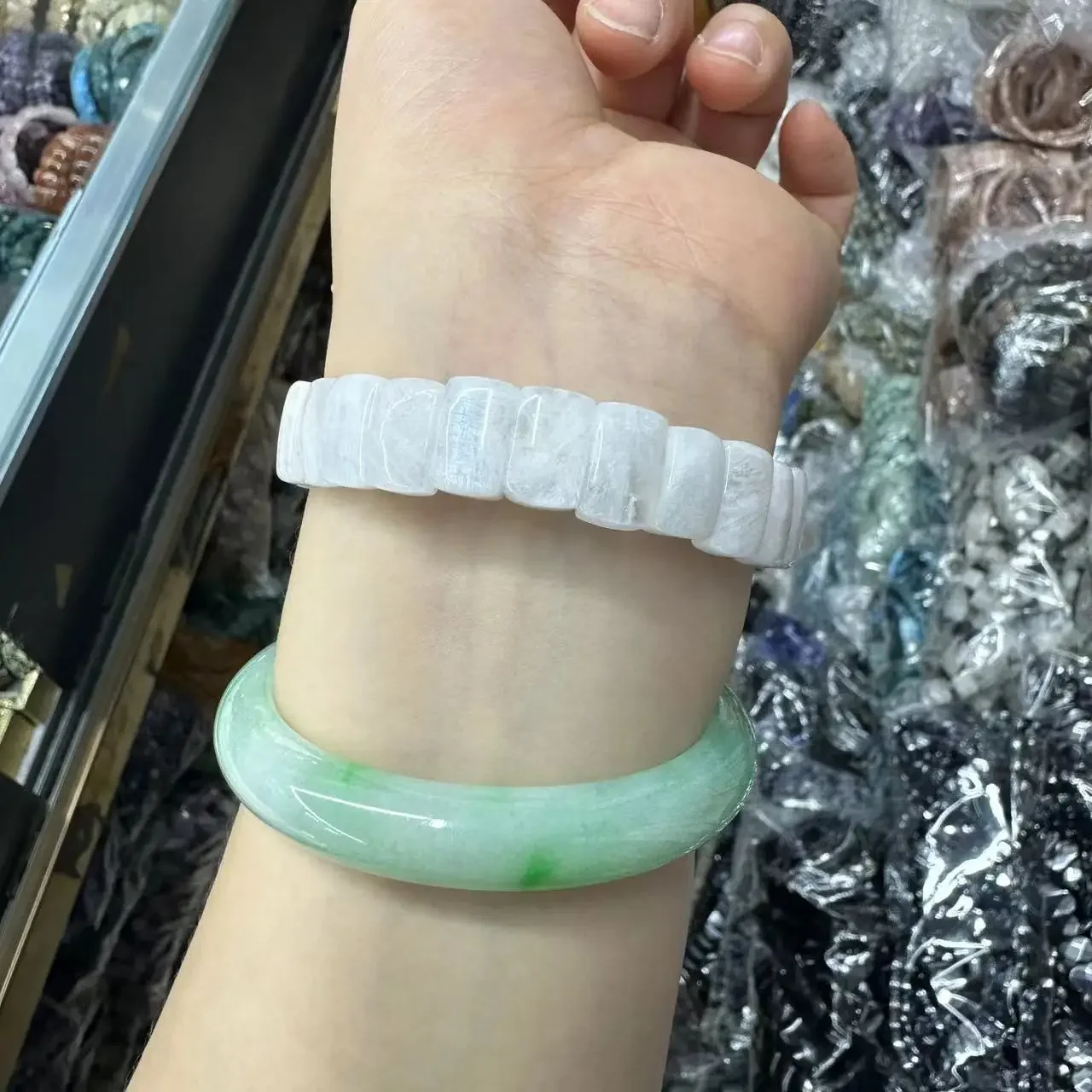 천연 월장석 보석 팔찌, 보석 팔찌, 여성용 선물 도매, 7 × 12mm