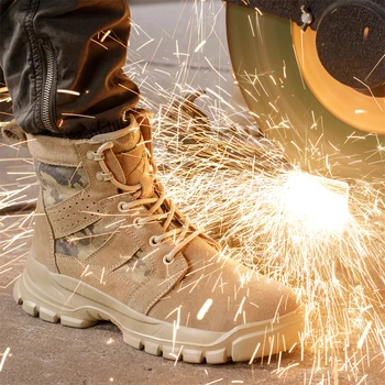 Male Indestructible Shoes Puncture-Proof Safety Shoes Steel Toe Work Boots Protective Shoes Outdoor Hiking Boots Welder Shoes