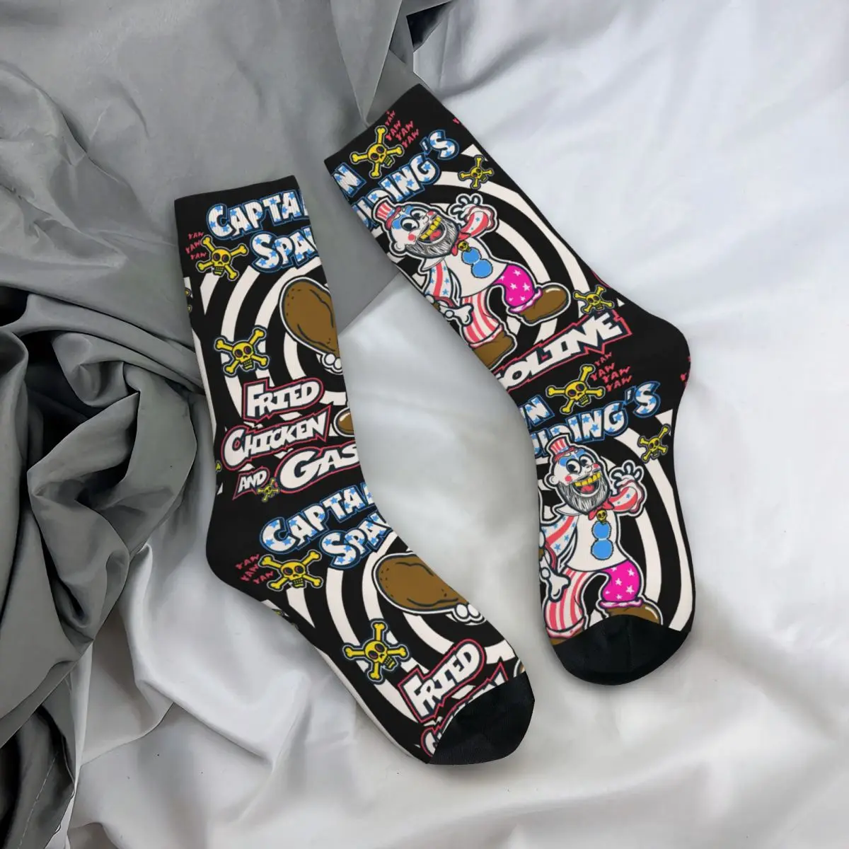 Compression Sock for Men Captain Spaulding's Vintage Fried Chicken And Gasoline House Of 1000 Corpses Horror Movie Printed Sock