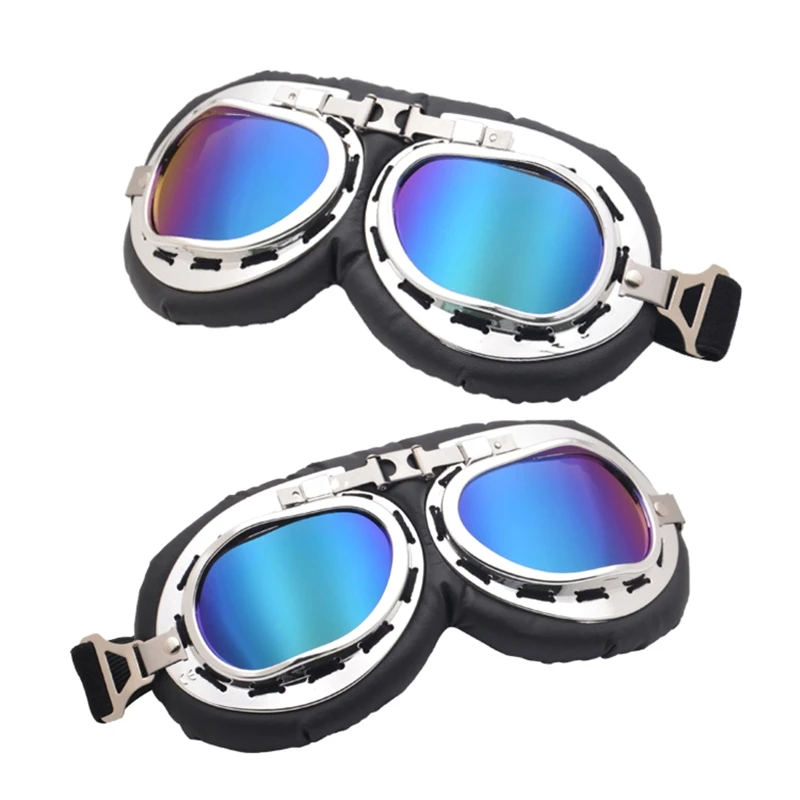 Windproof Retro Motorcycle Goggles Glasses Vintage Moto Classic Goggles for Pilot Style Steampunk ATV Bike Copper Helmet 6
