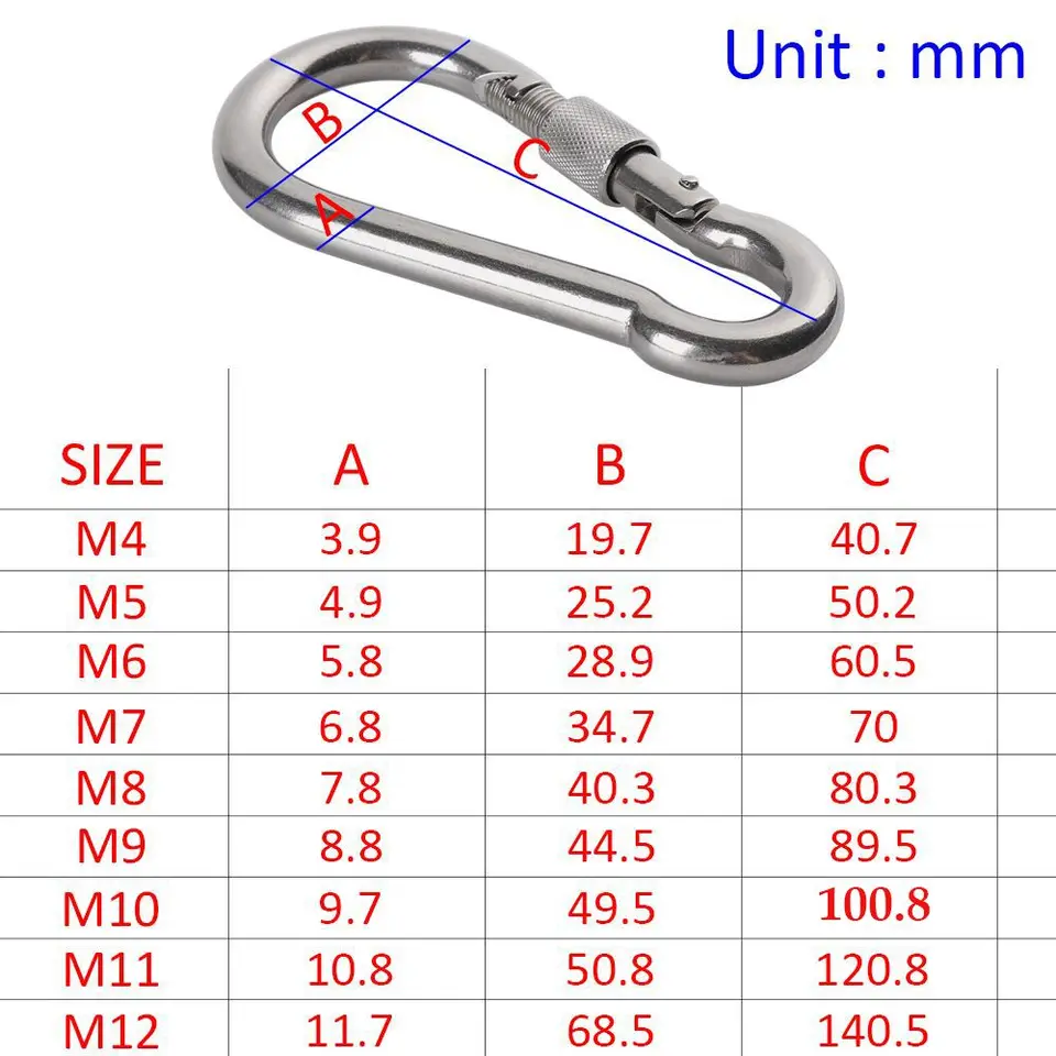 Grillo a maglie di catena, moschettone con bloccaggio in acciaio inossidabile, connettore a catena a maglie rapide, connettori rapidi, for vele parasole, attrezzature fitness(12mm