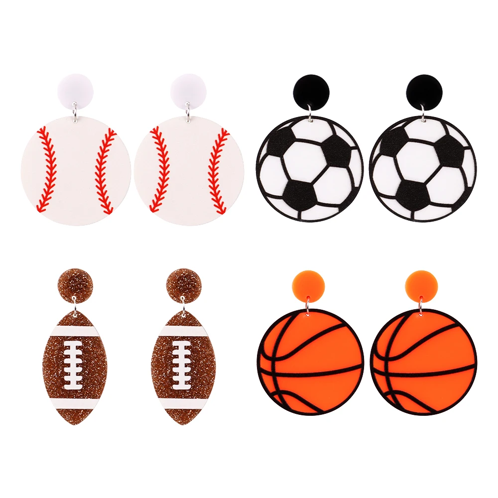 thumbnail image 2 of MAMA Letter Sports Ball Glitter Acrylic Dangle Drop Earrings Cute... 2 of 9