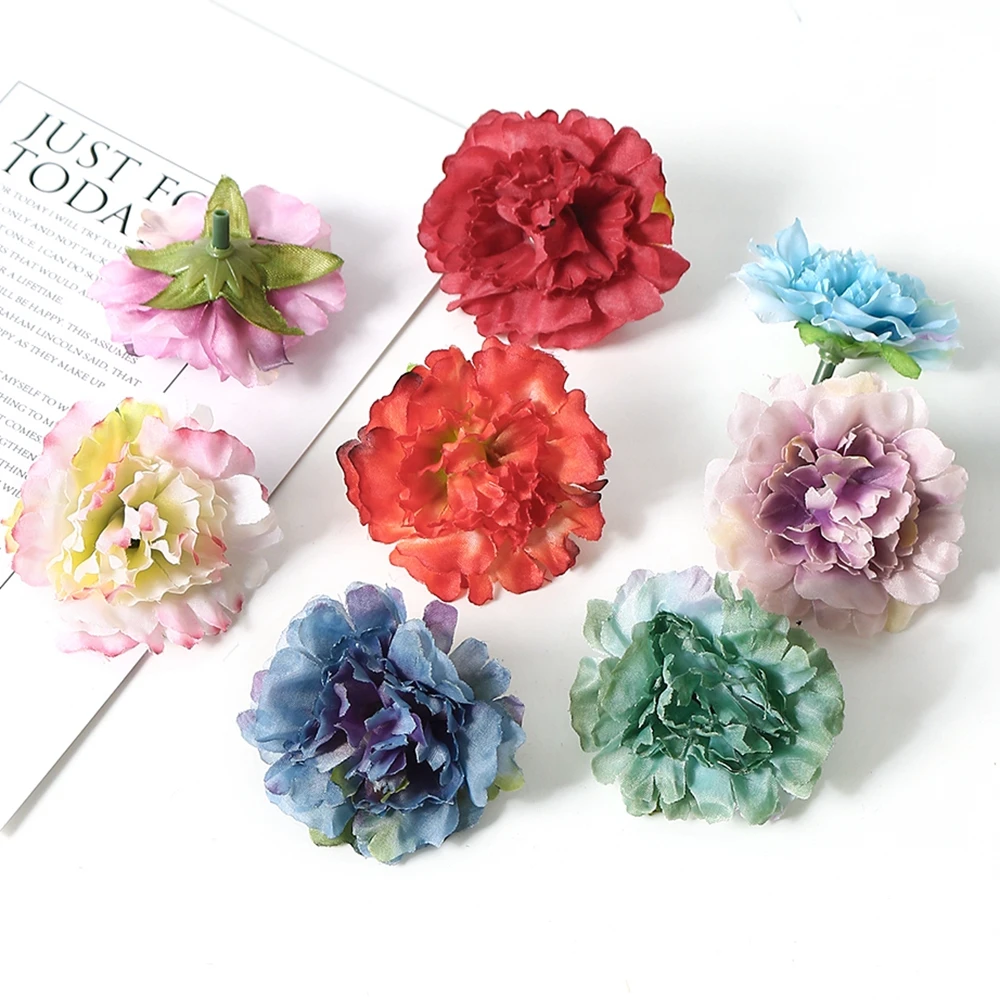 20pcs künstliche Blumen 5cm Seide Nelke gefälschte Blumen Kopf für zu Hause Hochzeit Dekoration DIY Kranz Handwerk Broschen Zubehör
