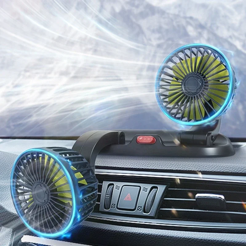 Car Fan Car Flash F410 Double-head Folding Rotatable Head Fan Gently Circulates Large Air