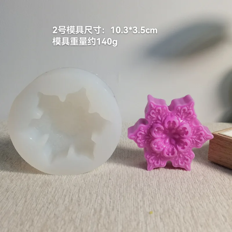 Description Picture 3 of itemChristmas Snowflake Candle Silicone Mold Handmade Soap Aromatherapy Gypsum Resin Ice Mould Candle Making Kit Home Decor Gifts