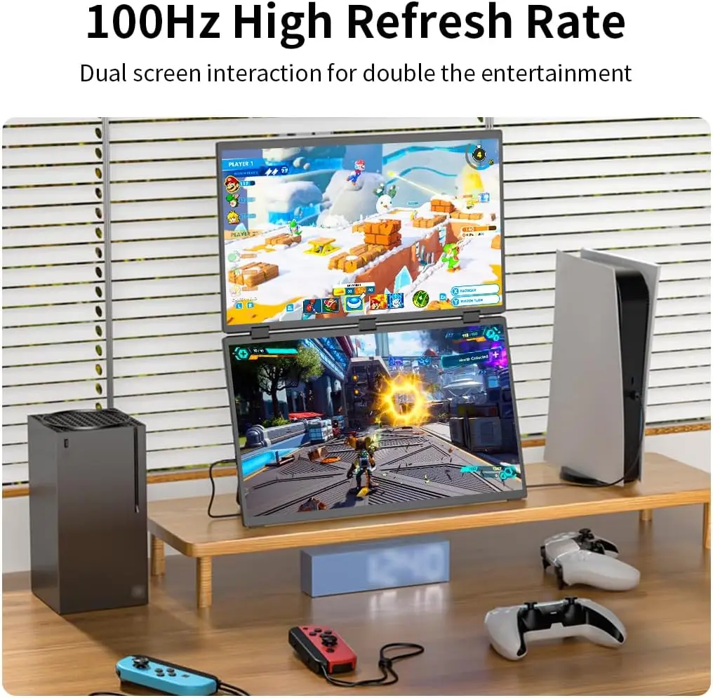 UPERFECT 18.5 '' 100Hz FHD شاشة تعمل باللمس مزدوجة ثلاثية المراقبة المحمولة IPS USB-C HDMI HDR شاشة ثانوية قابلة للطي الكمبيوتر المحمول الكمبيوتر المحمول مراقبة الألعاب 100٪ sRGB ويندوز ماك أندرويد Plug & Play