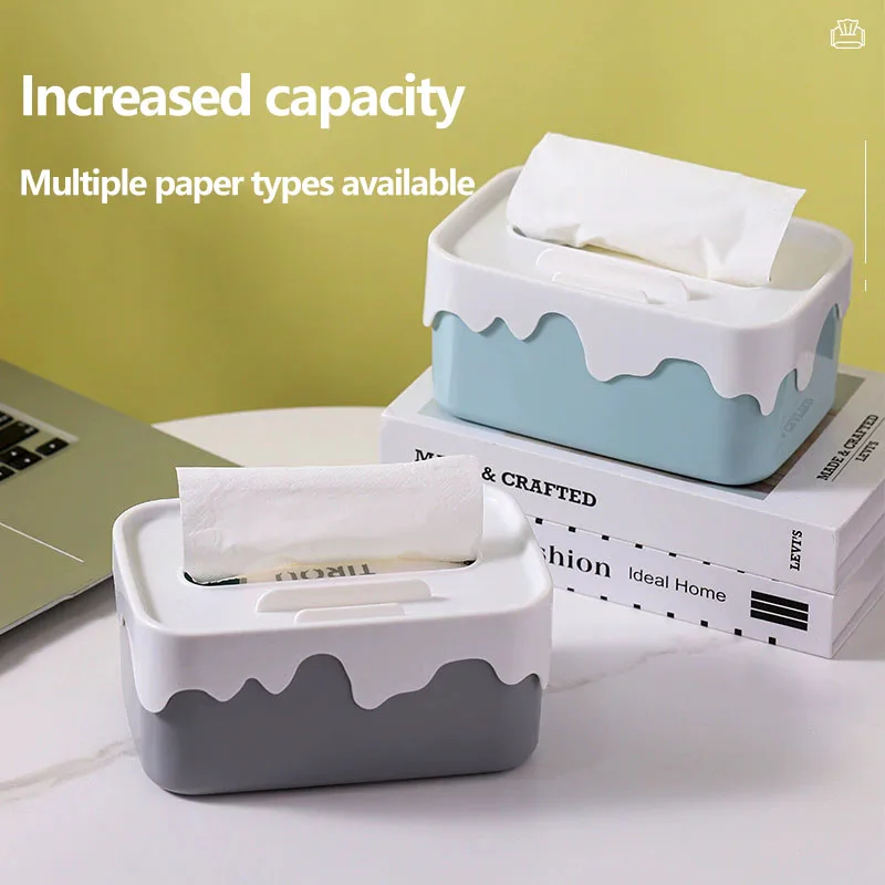 Cute Napkin Storage Box Creative Cell Phone Holder-Household Living Room Storage Tissue Box Paper Box Multi-Functional Organizer 2