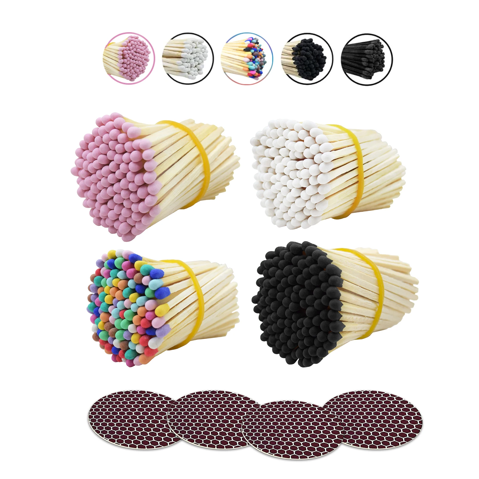2 Inch Bulk Wooden Matches 100pcs - Safety Matchsticks with Striker for Candle Lighting (Pink/Rainbow/White/Black) Free Shipping 3