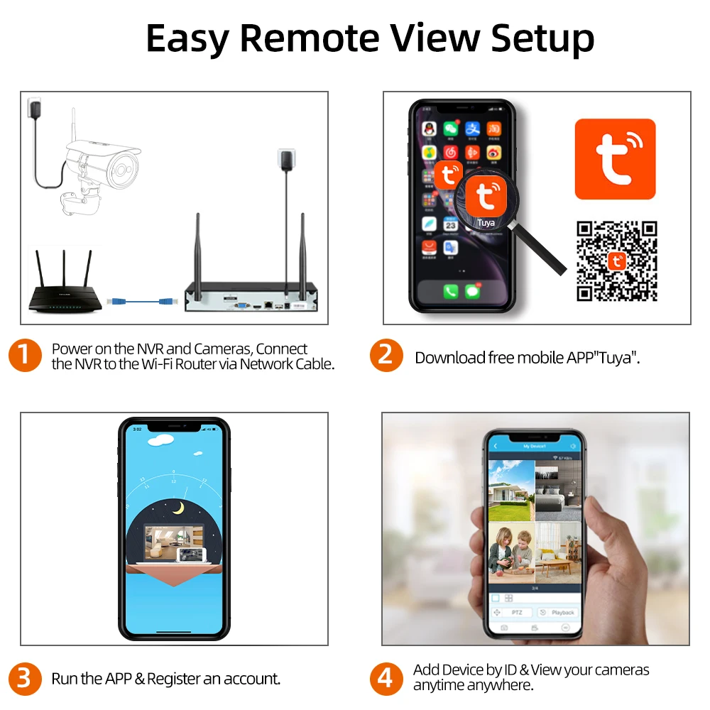 Tuya-Ʈ  ī޶ ŰƮ 5MP, 8 ä    ڴ Ip  ī޶ ý ߿  ķ Nvr Ʈ
