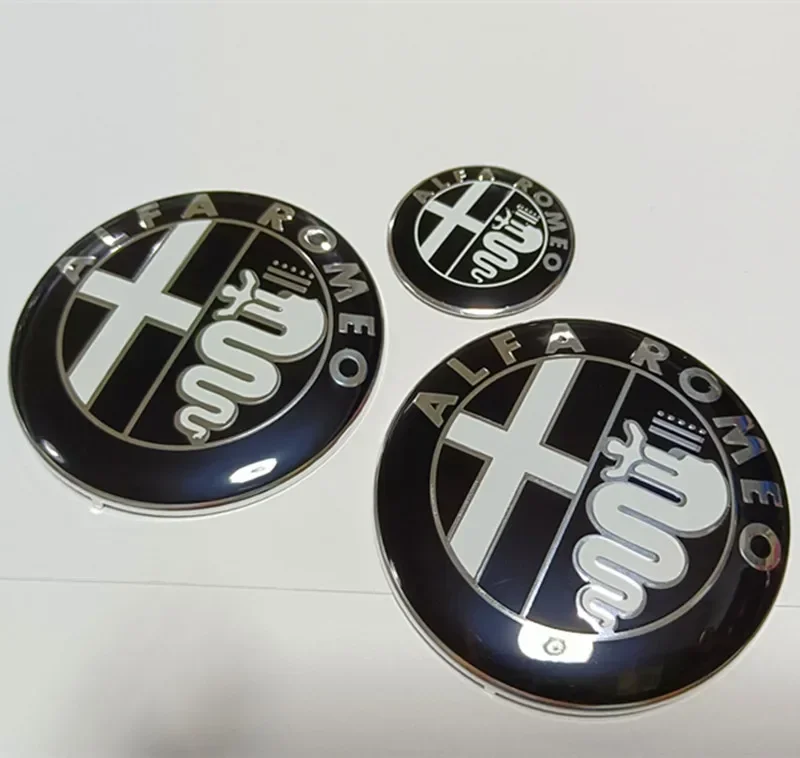 Alfa Romeo Car Badge and Emblem Sticker Set for Hood, Trunk, and Steering Wheel