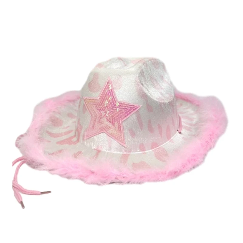 

Cow Pattern Cowboy Hat for Women Western Cowgirl Hat Musical Festival Hat Friend Gathering Party Costume Accessories Dropship