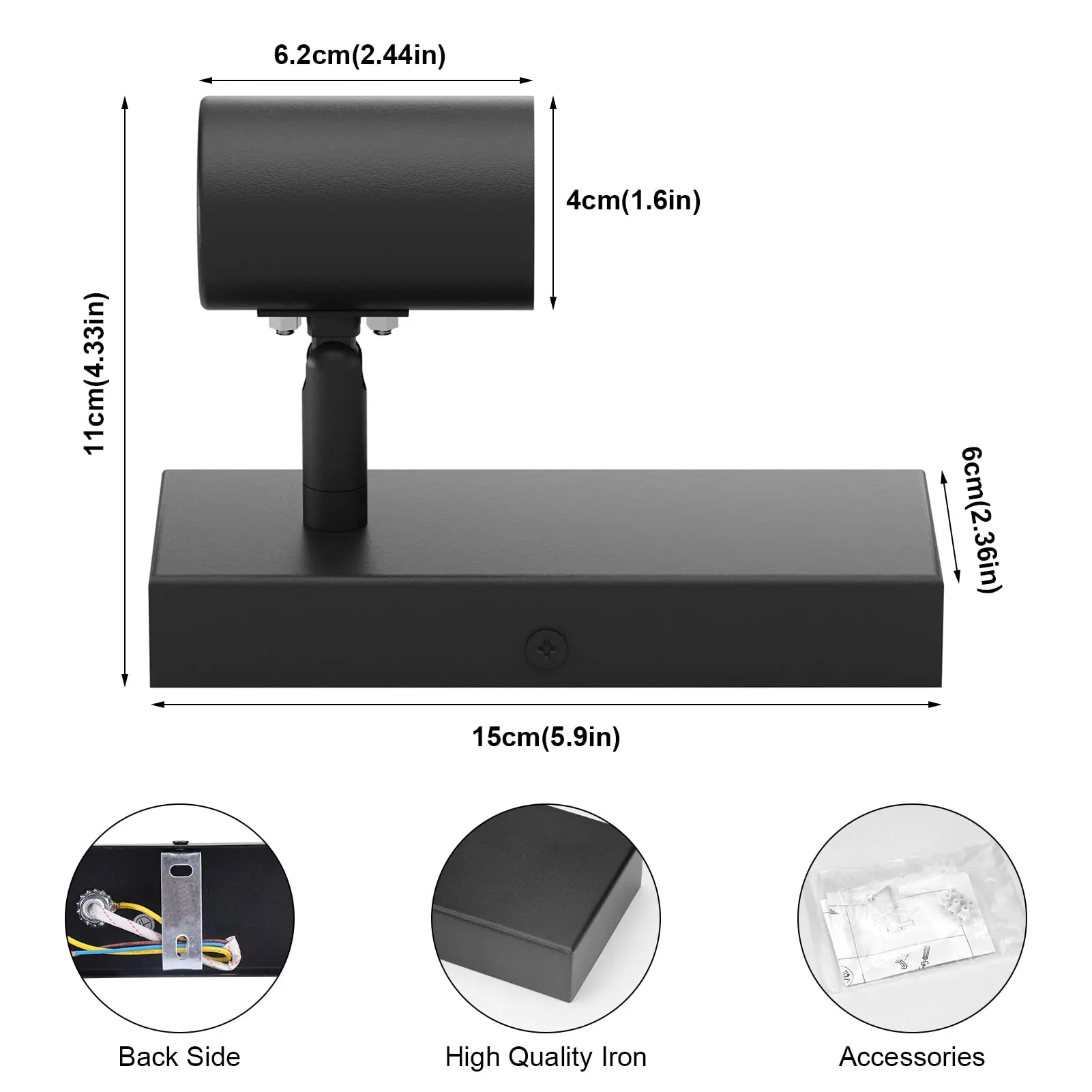 Nordic Wrought Iron Wall Lamp 350 &deg; rotation White Black E26 E27 Modern Wall Light Indoor Aisle Hallway Living Room