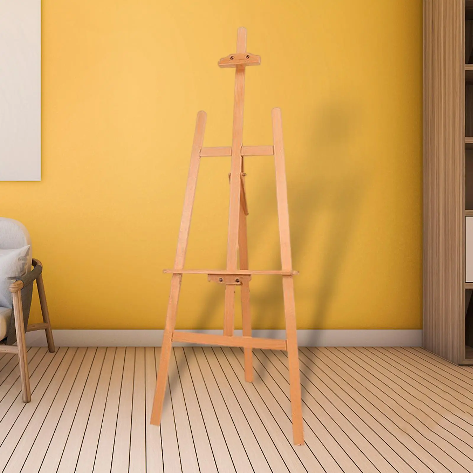 Floor Standing Wood Display Easel Studio Easel Adjustable Stand for Supplies Poster