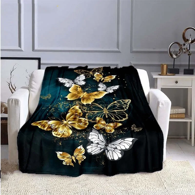 

Butterfly Pattern Flannel Throw Blanket Soft Comfortable Cozy Sofa Couch Bed Bedroom Decor Adults Kids Travelling Camping Gifts