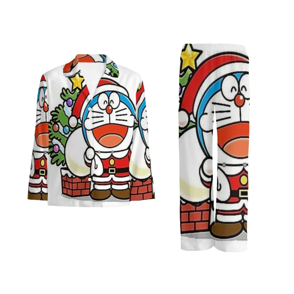 

Doraemon Cute Robot Cats Kawaii Japanese Anime Cartoon Printed Sleepwear Set Long-Sleeve Shirts Trousers Home Wear Pajama