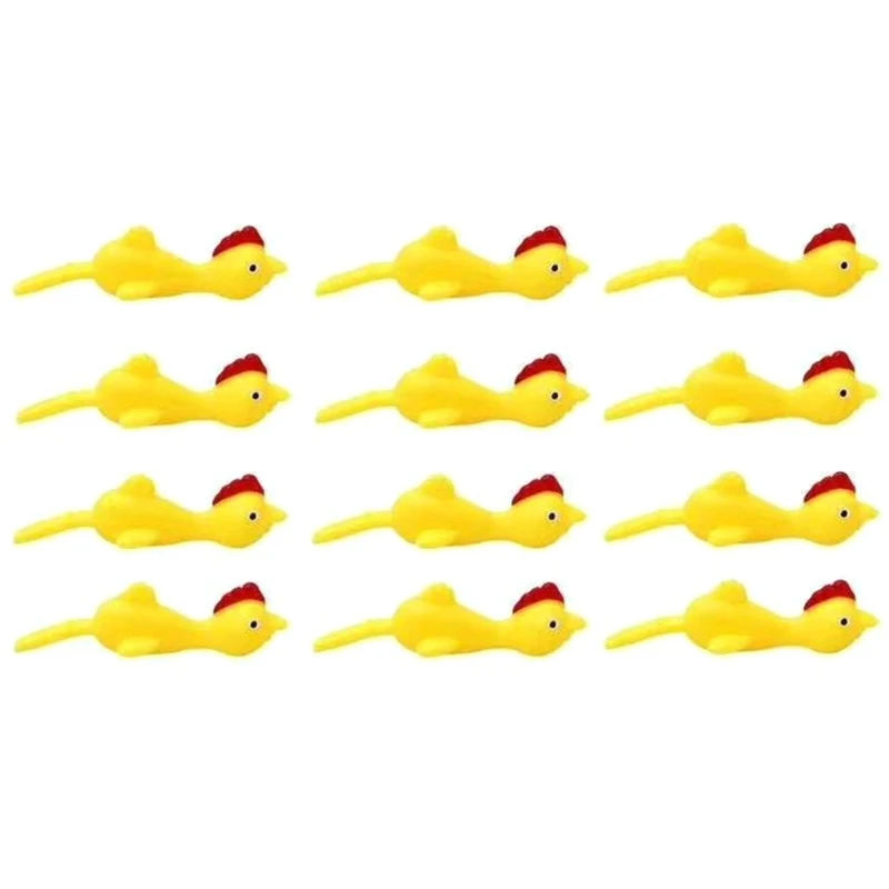 12pcs Finger Slingshots Catapult Animal Toy Stretchable Rubber Chicken