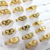 30pcs Vintage Silver Plated Crying Face Adjustable Ring Women's Tears Open Rings Heart Shape Female Girls Accessories 4