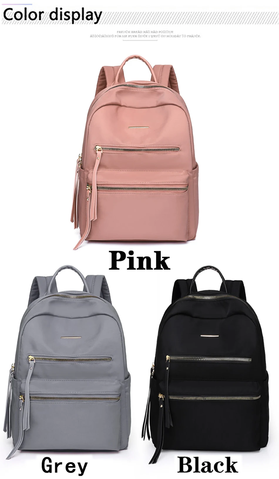 New Women's Solid Color Anti Theft Backpack 2022 Oxford Cloth Waterproof Shoulder Bag School Backpack Women's Large Capacity Bag