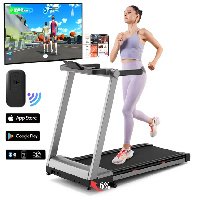 3.5HP Foldable Treadmill 350lbs Adjustable 6% Incline Walkingpad for Home/Office LCD APP Data Treadmills 10MPH Exercise Machine 1