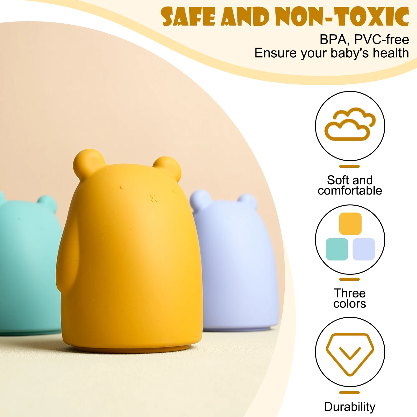 1PCS Baby Silicone Piggy Bank Unbreakable Money Bank Cute Bear Shape Baby Toys Solid Color Baby Items Girls and Boys Coin Bank - Image 5